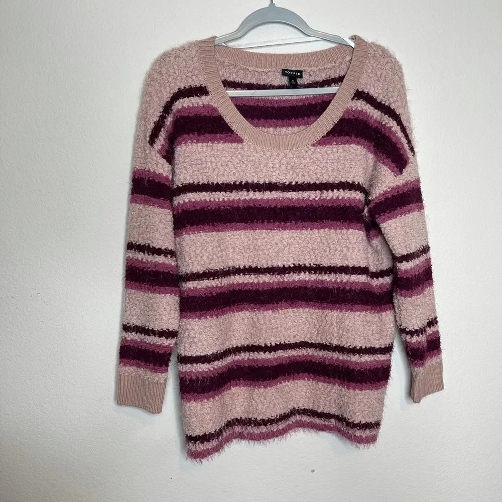 Torrid pink strip popcorn knit sweater‎